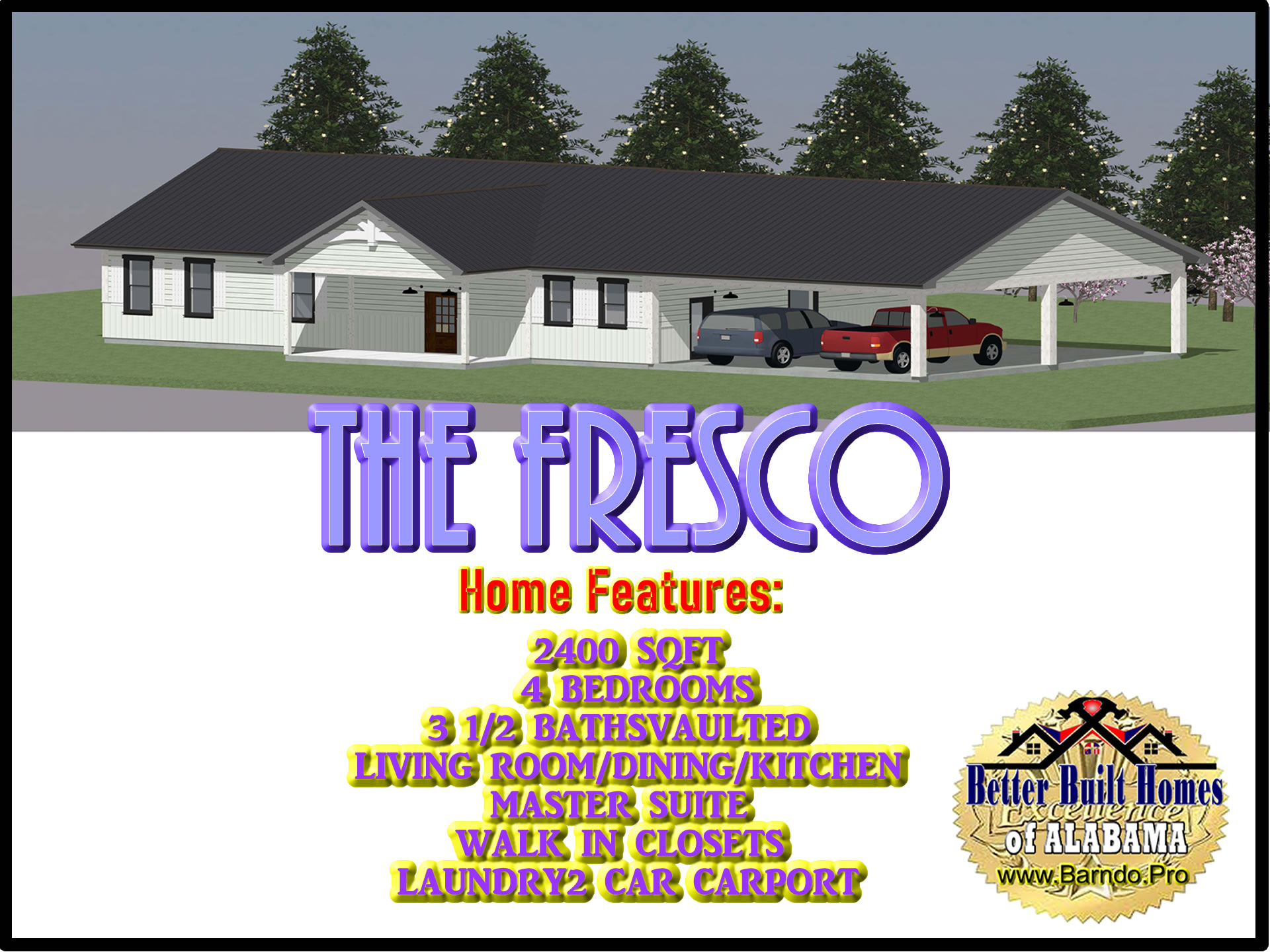 FRESCO BARNDOMINIUM FLOORPLANS AND BARNDO FEATURES BUILT BY BETTER BUILT HOMES OF ALABAMA